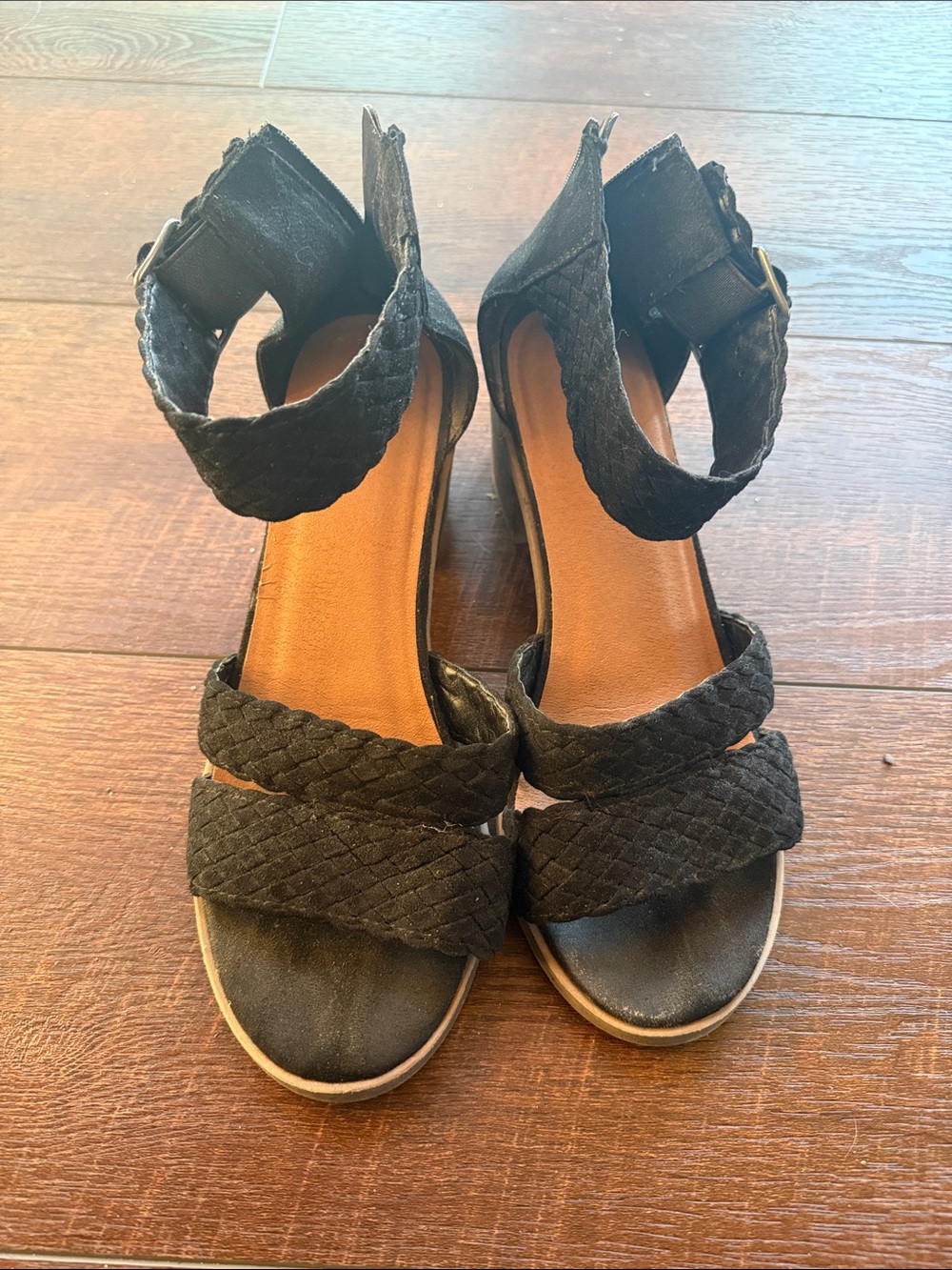 Maurices Black Braided Ankle-Strap Sandals